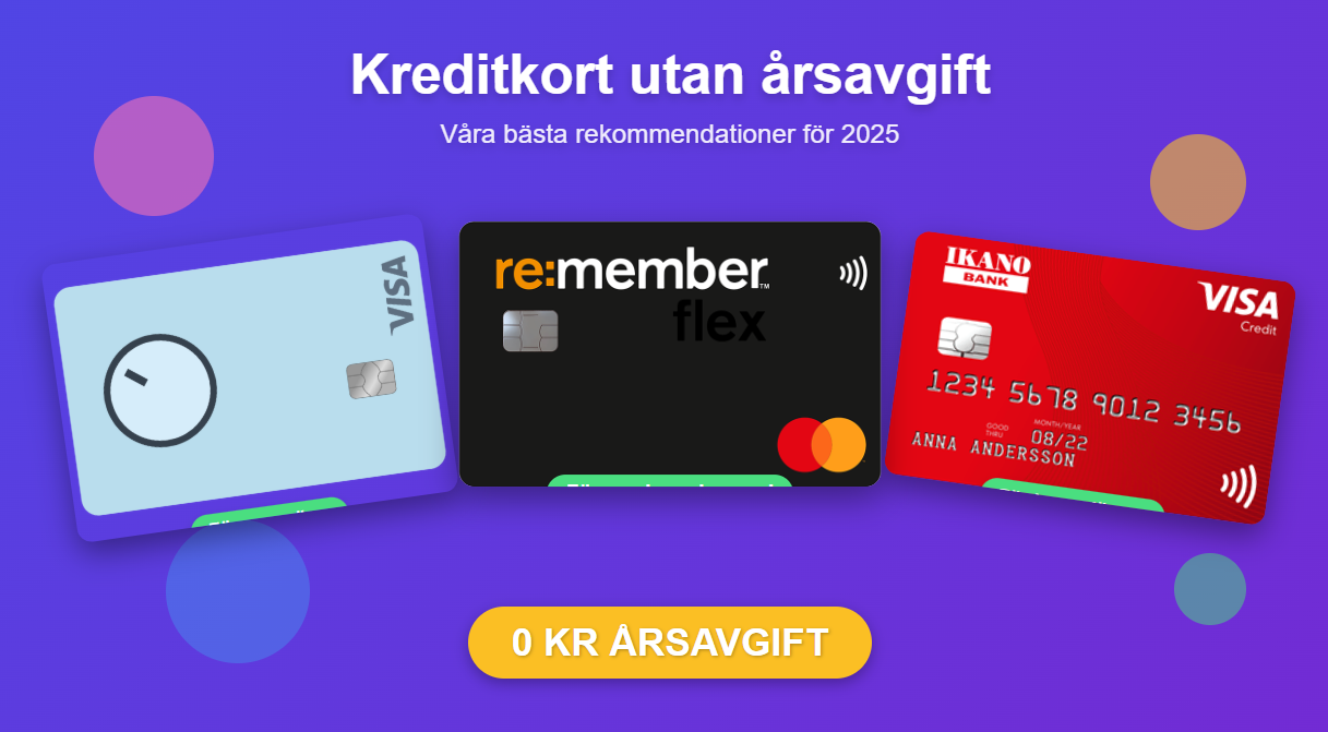 Kreditkort utan årsavgift - Våra bästa tips 2025